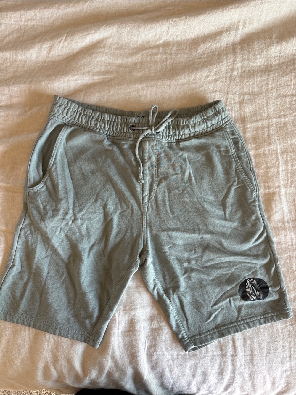 Volcom Men's Sage Green Drawstring fleece Shorts Sz L